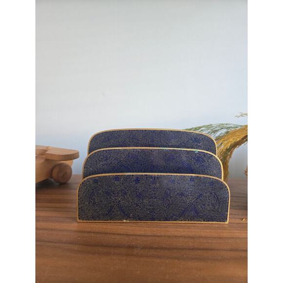 Vintage Mid Century Italian Brass Embossed Desk Letter Holder - Picture 7 of 8